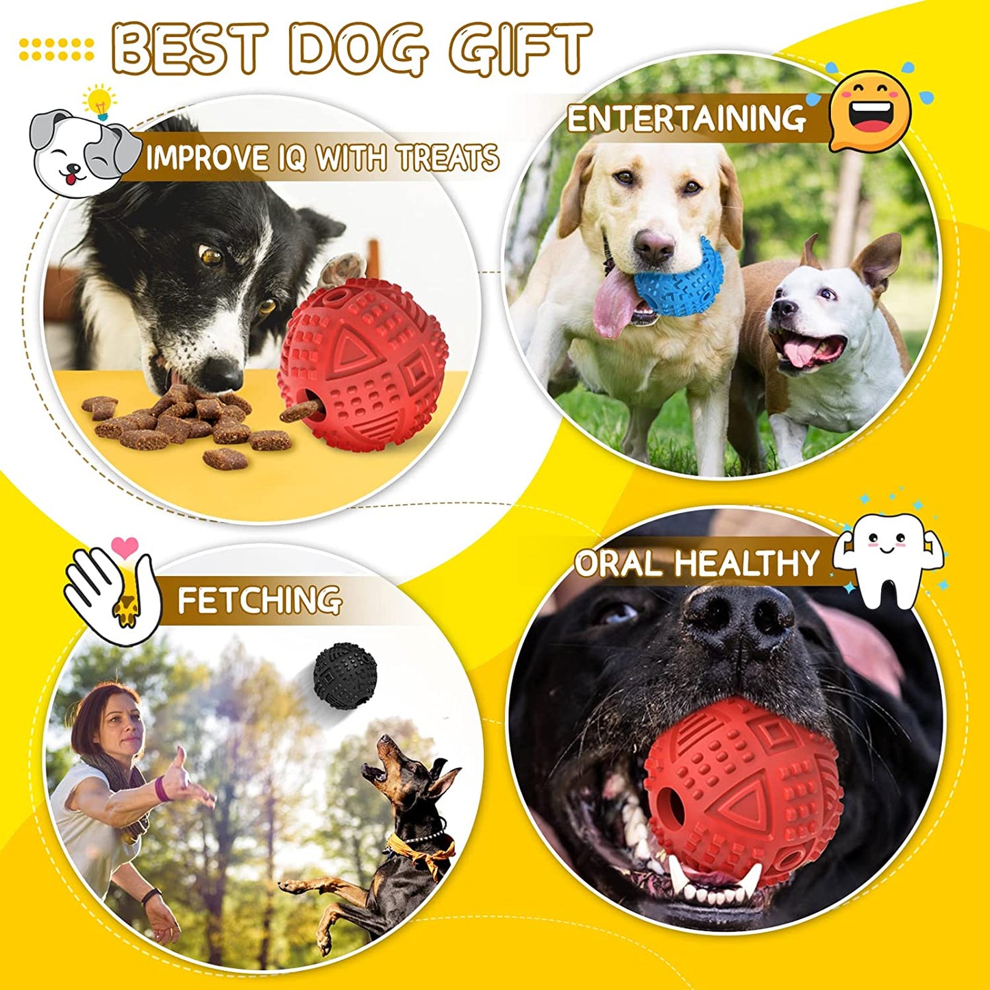 Dog Balls Treat Dispensing Dog Toys for Aggressive Chewers Large Breed
