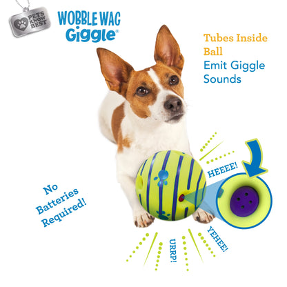 Wobble Wag Giggle Ball Dog Toy, Tear-Resistant, Green