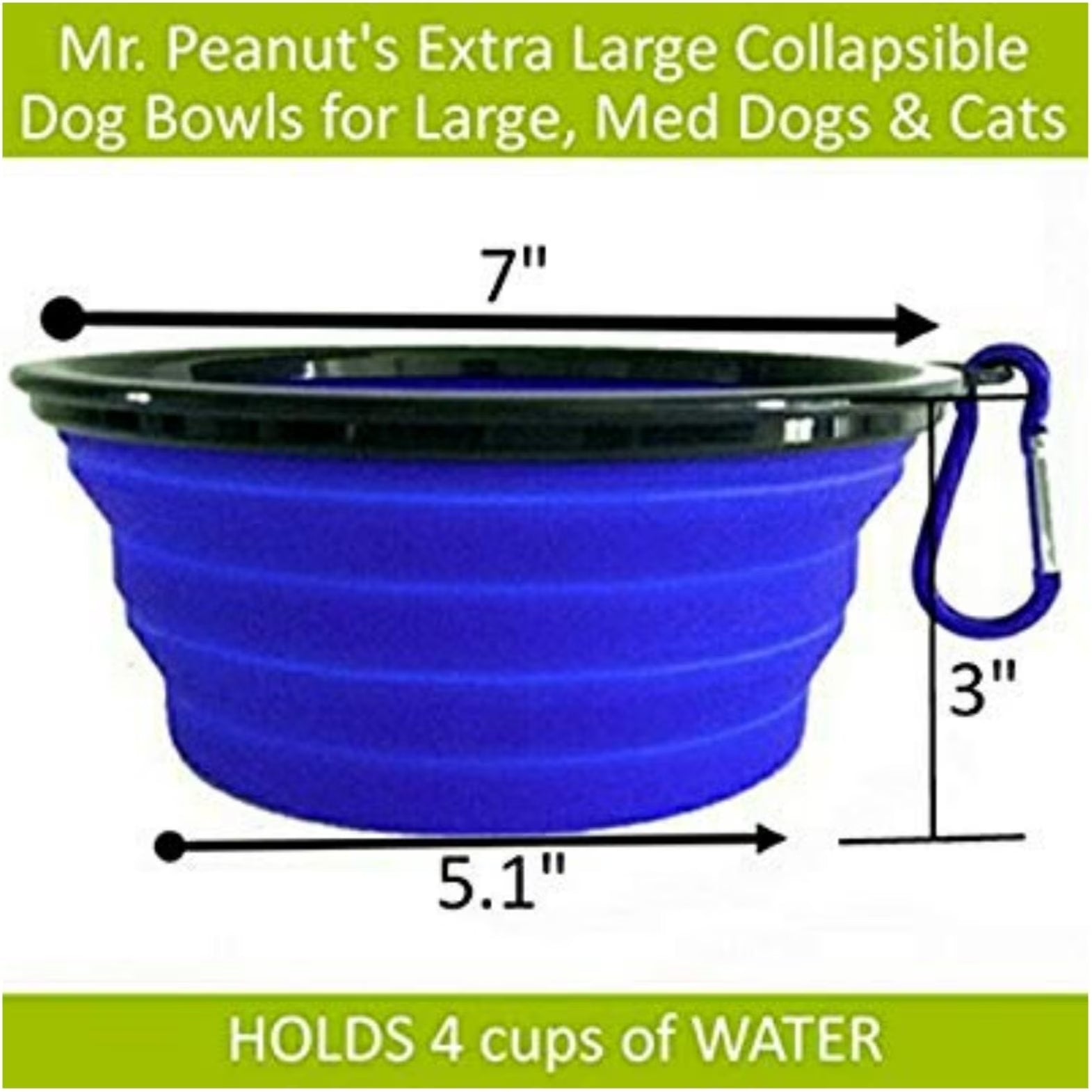 2 Pack XL 34Oz Collapsible Travel Bowls for Larger Pets
