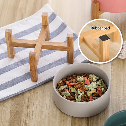 Lionwei Elevated Ceramic Cat & Dog Bowl with Anti-Slip Stand for Pets, White