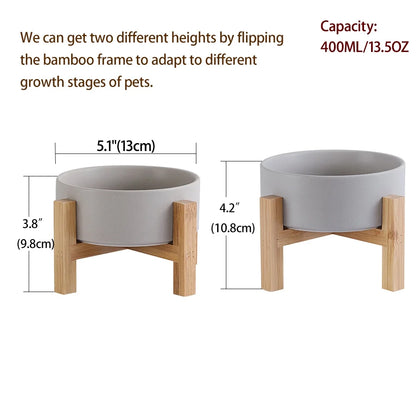 Lionwei Elevated Ceramic Cat & Dog Bowl with Anti-Slip Stand for Pets, White