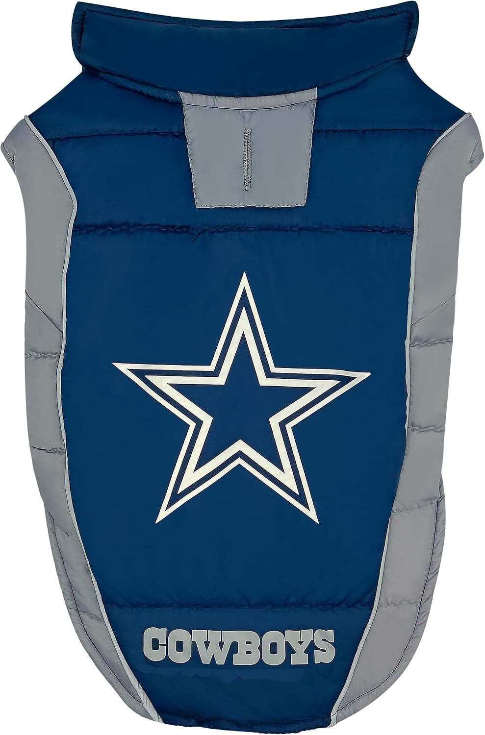 NFL Dallas Cowboys Puffer Vest for Dogs & Cats, Size Large. Warm, Cozy, and Waterproof Dog Coat, for Small and Large Dogs/Cats. Best NFL Licensed PET Warming Sports Jacket