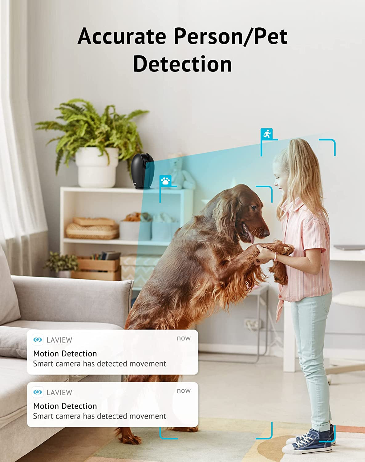 Indoor 1080P Security Camera with Sound and Motion Detection, 360° Baby Monitor, WiFi Pet Camera with Mobile App, Two-Way Audio, Night Vision, SD and Cloud Storage, Compatible with Alexa