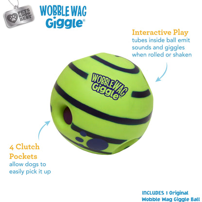 Wobble Wag Giggle Ball Dog Toy, Tear-Resistant, Green