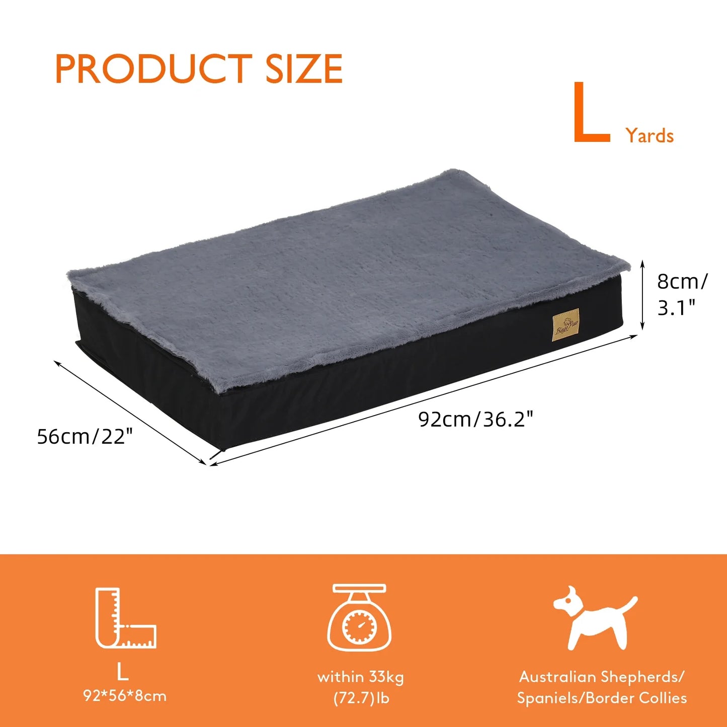 Orthopedic Washable Dog Bed for Large Breeds - Comfortable Sponge Foam Pet Bedding for Crate Use