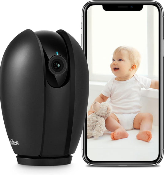 Indoor 1080P Security Camera with Sound and Motion Detection, 360° Baby Monitor, WiFi Pet Camera with Mobile App, Two-Way Audio, Night Vision, SD and Cloud Storage, Compatible with Alexa