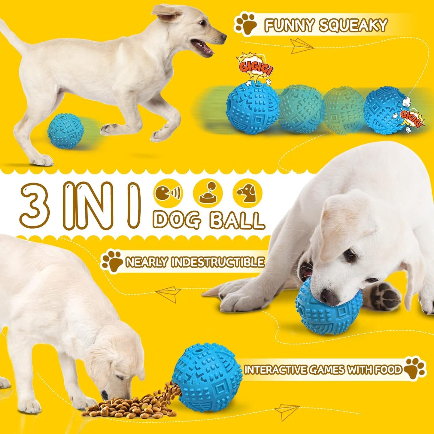 Dog Balls Treat Dispensing Dog Toys for Aggressive Chewers Large Breed