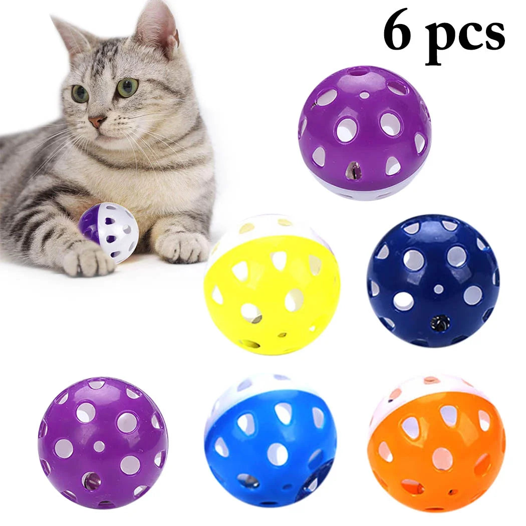 Interactive 6-Piece Cat Toy Set with Bell Balls for Kittens and Cats