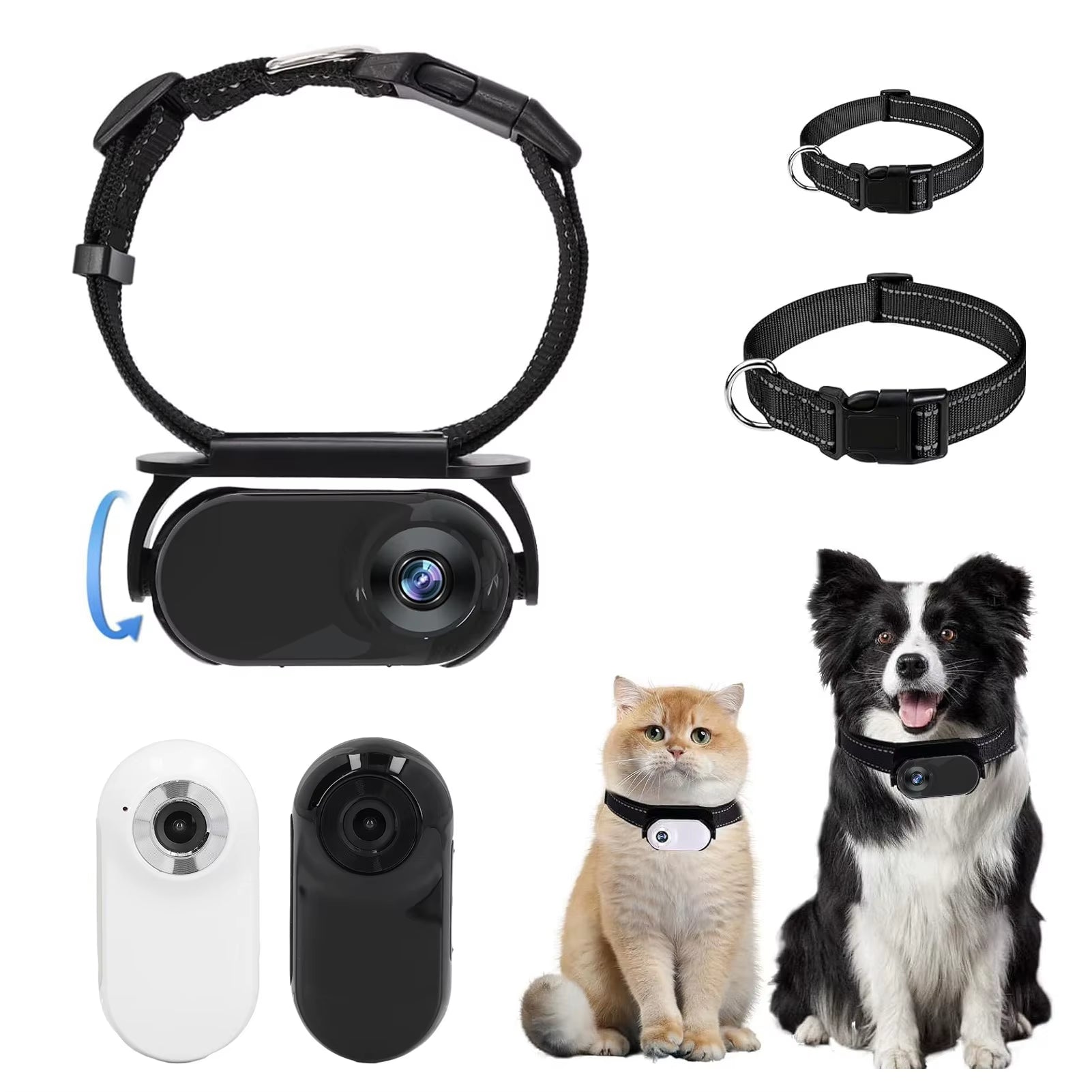 Pet Collar Camera with 120-Degree Lens, OTG Connection, Video Recording, Adjustable Magnetic Design for Outdoor Use