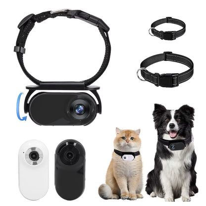Pet Collar Camera with 120-Degree Lens, OTG Connection, Video Recording, Adjustable Magnetic Design for Outdoor Use