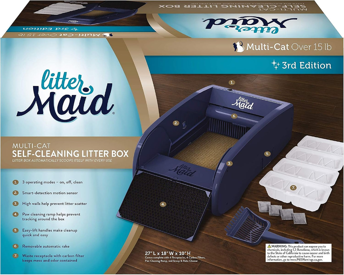 Self-Cleaning Litter Box System for Multiple Cats - 10 Piece Set