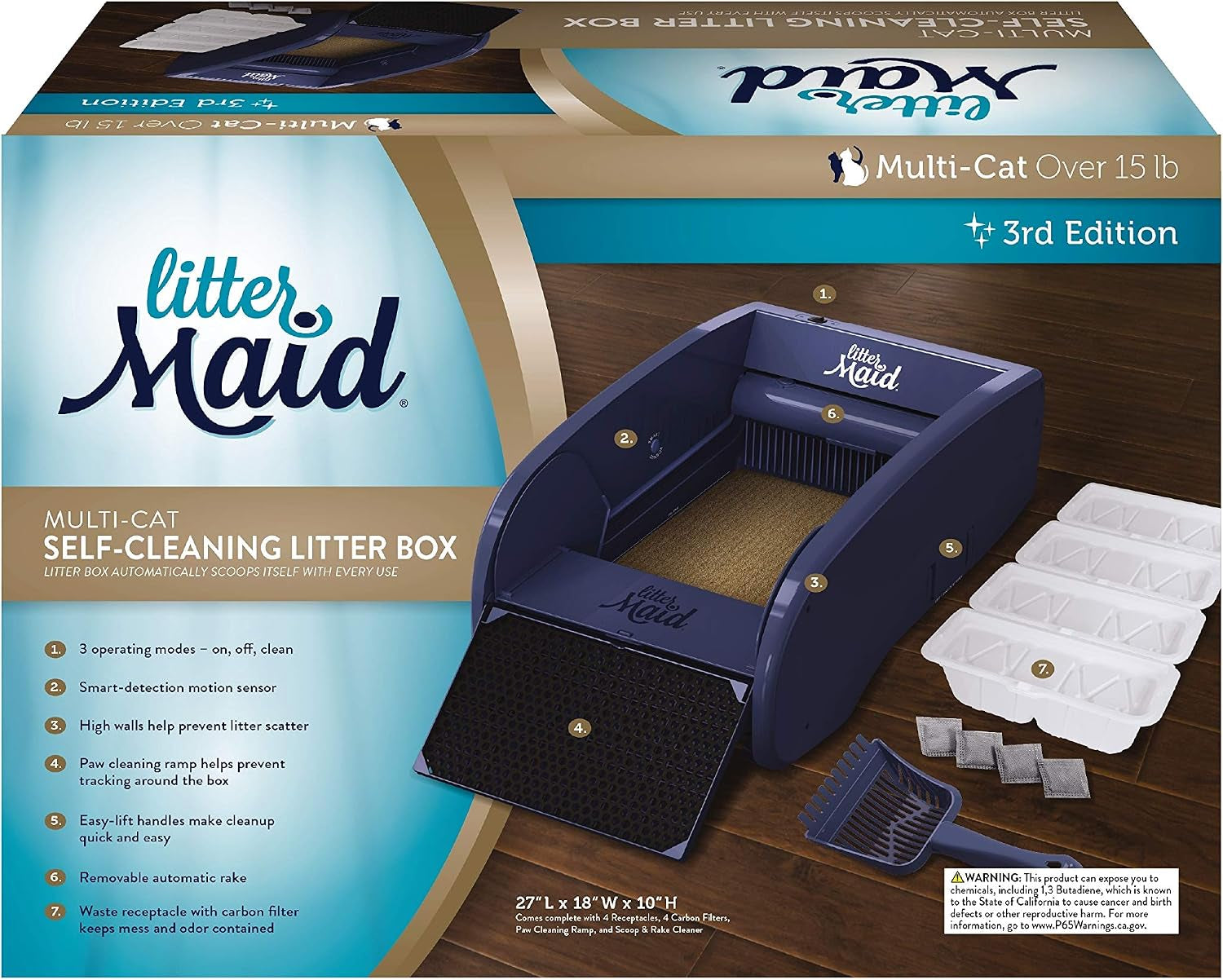 Self-Cleaning Litter Box System for Multiple Cats - 10 Piece Set
