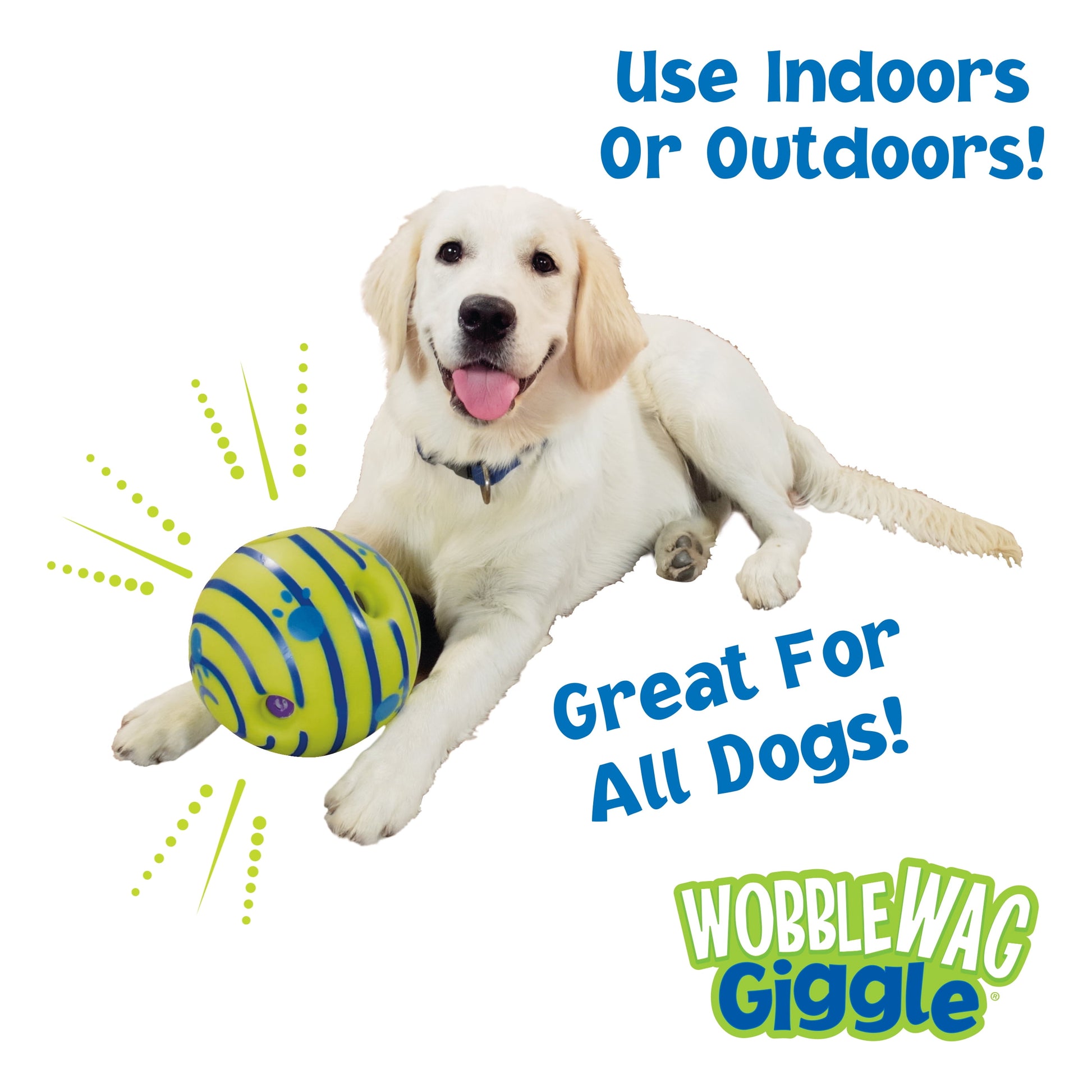 Wobble Wag Giggle Ball Dog Toy, Tear-Resistant, Green