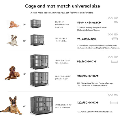 Orthopedic Washable Dog Bed for Large Breeds - Comfortable Sponge Foam Pet Bedding for Crate Use